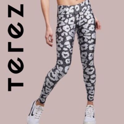 NEW PELOTON Terez UpLift Grey Animal Print Stretch Bike Workout Size XS Leggings